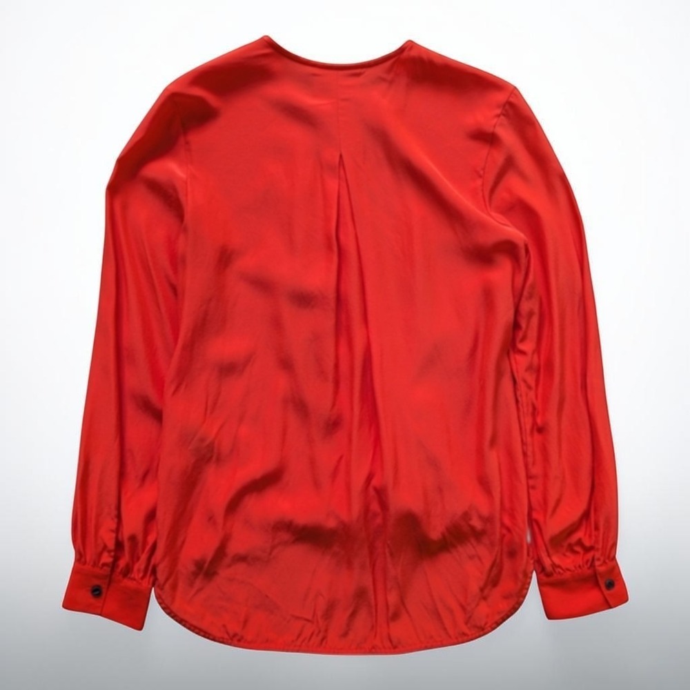 Rag & Bone Lora 100% Silk Surplice Wrap Blouse Battle Red Sz XS - Picture 4 of 12